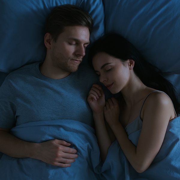 伴侶配戴 Crescendo 睡眠耳塞安穩入睡，有效隔絕鼾聲與環境噪音